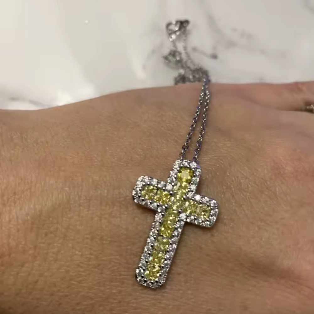 Sparkling Two-Tone Cross Necklace – Statement Faith Jewelry